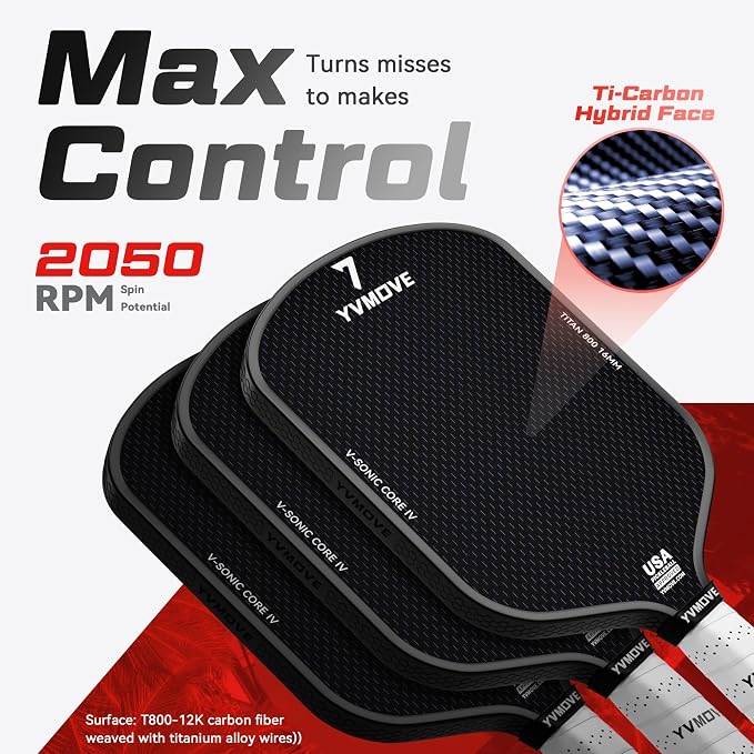 Pickleball Paddles | USAPA Approved | Raw Carbon Fiber Face | Max Control & Effortless Power | 16MM Core Anti-Shock | Intermediates to Pros
