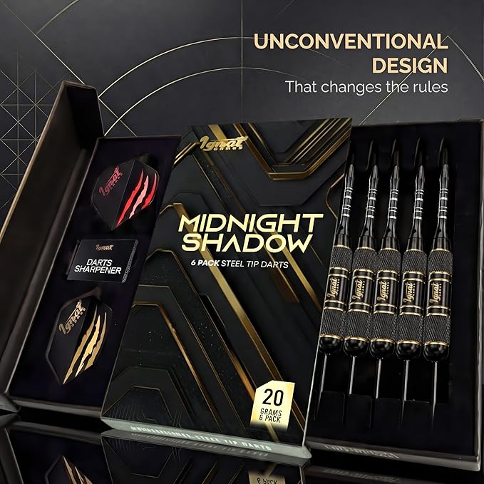 IgnatGames Steel Tip Dart Set - Brass Barrels with Tempered Steel Points, Aluminum Shafts, 16 GlideXPro Flights (Standard No. 2 + Slim), Accessories, Giftable Case