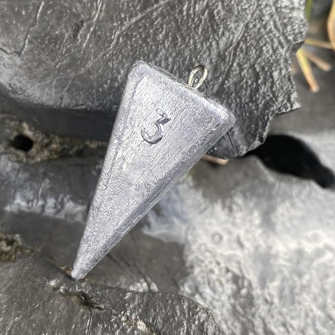 Pyramid Sinkers Fishing Weights, Saltwater Fishing Sinkers for Surf Fishing Gear Tackle - 1oz, 2oz, 3oz