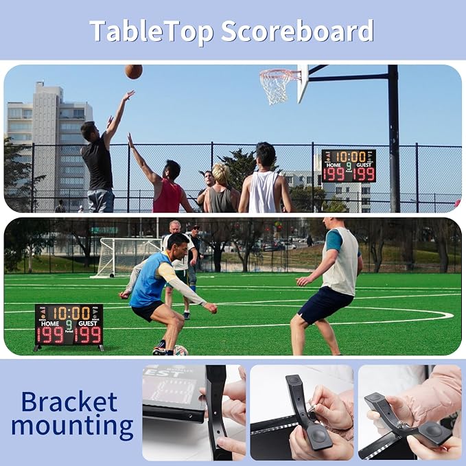 LUCKY TIME Electronic Basketball Scoreboard with Buzzer, Digital Scoreboard with Remote,Portable Score Keeper Battery Powered Score Board for Sports Games