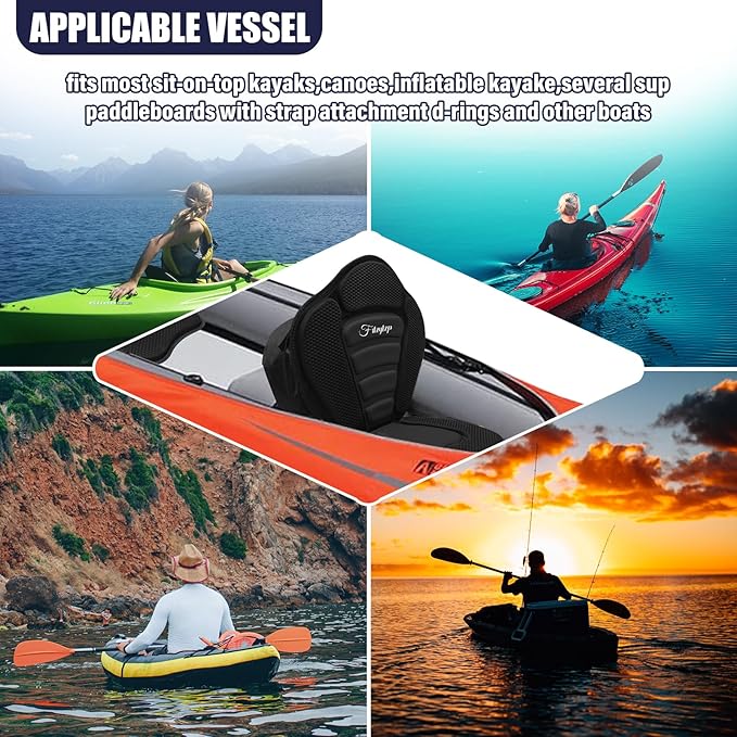 Thickened Kayak Seats - Premium Shockproof Seats with Back Support for Kayaking, Canoeing, Fishing, Paddle Boarding - Comfort, Versatility and Extra Storage