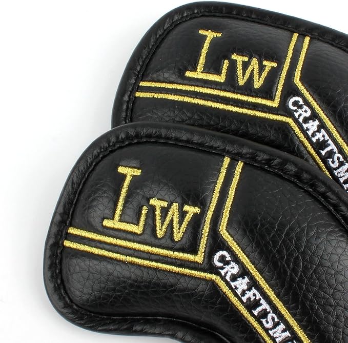 CRAFTSMAN GOLF 12pcs or 1pc Black Leather Golf Iron Head Covers Set Headcover Colorful Number Embroideried for Callaway Ping Taylormade Cobra Also Custom Version w/Your Name