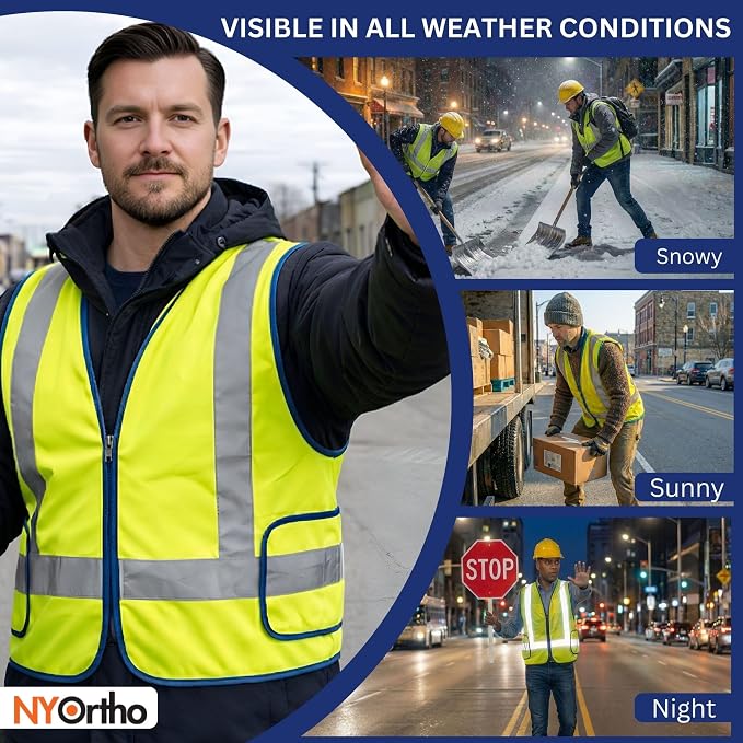NYOrtho High Reflective Vest - Construction Vest - Universal Fit - ANSI/ISEA Class 2 - Sweat-Free With Reflective Material