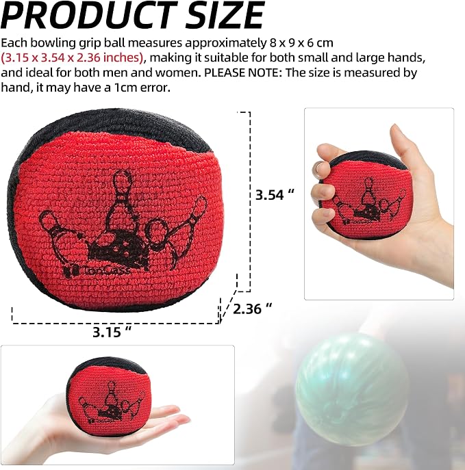 TonGass Microfiber Ultra Dry Bowling Grip Ball, Microfiber Bowling Grip Bags, Bowlings Powder Bag for Hands Use - Black & Red