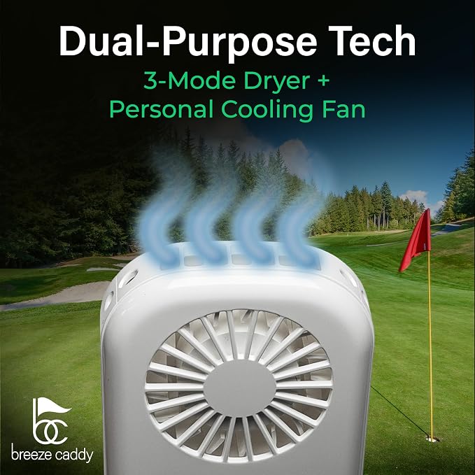 Portable Rechargeable Fan & Dryer for Golf Gloves - Ideal Golf Accessories & Gifts for Men, Includes Mini Fan for Gloves and Personal Use. Perfect Gifts for Golfers