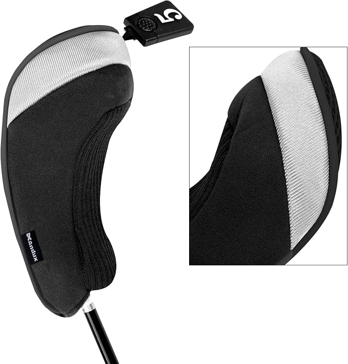 Andux 3pcs/Set Golf 460cc Driver Fairway Wood Club Head Covers | with interchangeable NO. Tags | Mesh Breathable material | Short Neck | Coloured Piping | Pull-On Closure
