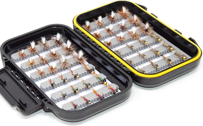 Outdoor Planet 36/48 / 60 Premium Hand Tied Fly Fishing Flies Assortment Kit | Dry/Wet/Nymph/Streamer/Terrestrial/Leech/Popper/Woolly Bugger Flies Set for Trout/Bass/Salmon/Steelhead/Panfish