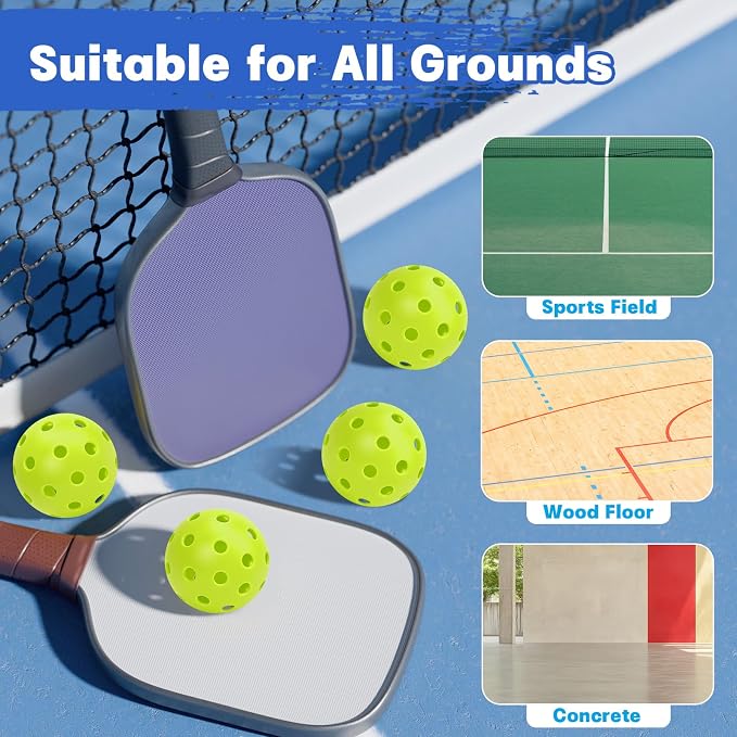SAYAYA 24/50 Pack Outdoor Pickleball Balls Premium High Visibility Pickleballs Stable Flight & Consistent Bounce 40 Holes Pickle Balls with Mesh Bag for Beginners, Tournaments, Family & Outdoor Play