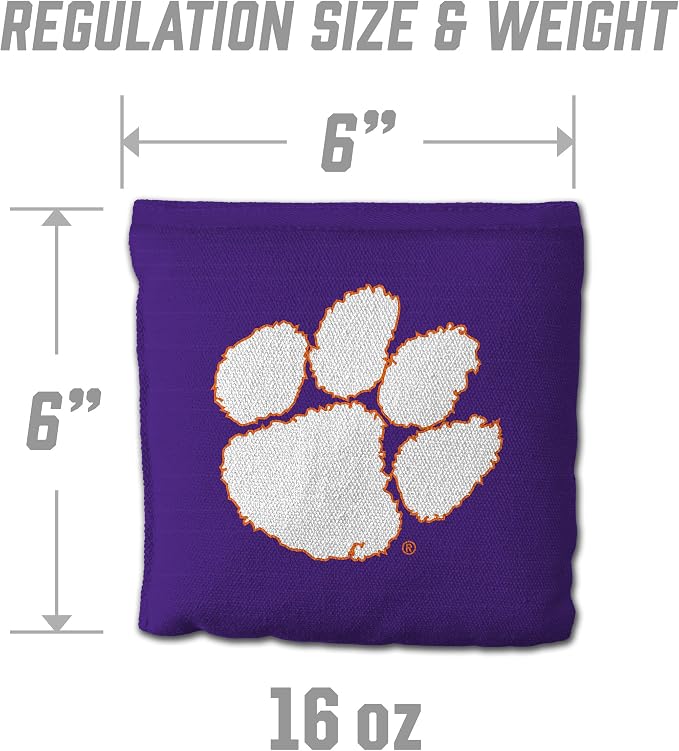 YouTheFan Officially-Licensed NCAA Set of 8 Cornhole Bags - All Weather Dual Sided Slide & Stop - Regulation Size with Carry case