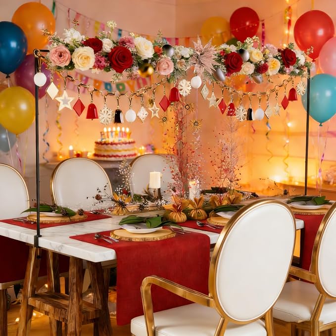 Over The Table Rod Stand with Clamps 16''-98'' Length 16"-47" Tall Adjustable Black Table Arch Hanging for Wedding Birthday Party Anniversary Christmas Halloween Decoration