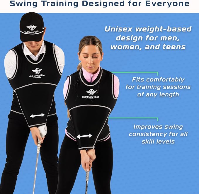 GOLF SWING SHIRT Trainer – Slip-On Training Aid for Swing Correction, Real-Time Feedback, Unisex, Black