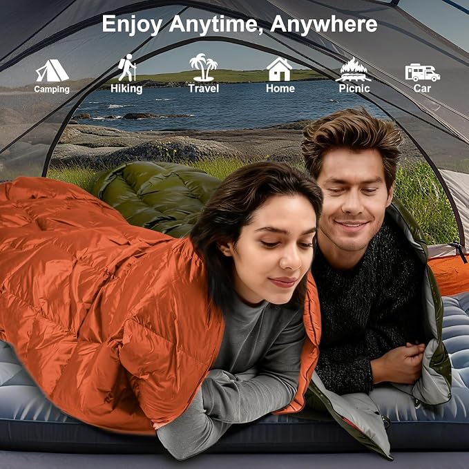 Down Camping Blanket - Lightweight, Packable, Warm & Puffy Outdoor Travel Quilt for Sleep, Hiking, Backpacking, Stadium, Festivals, Water-Resistant Sleeping Bag 55"x79"