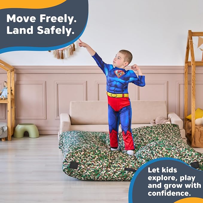 SaferBounce Crash Pad for Kids Sensory | Big 5Ft x 5Ft, 3Ft x 4Ft Or 3Ft x 3Ft | Autism Sensory Crash Mat for Jumping Play | Crashpad | Soft Foam Landing Pad | Giant Mat Pillow | Climbing, Gymnastics