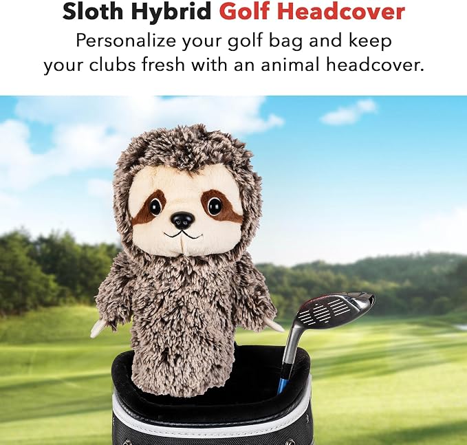 Daphne's Headcovers Sloth Hybrid Headcover | Funny Golf Club Covers | Golf Head Covers for Hybrid & Fairway Wood | Stylish Golf Club Head Covers | Golf Hybrid Cover | Men’s & Women’s Hybrid Headcover