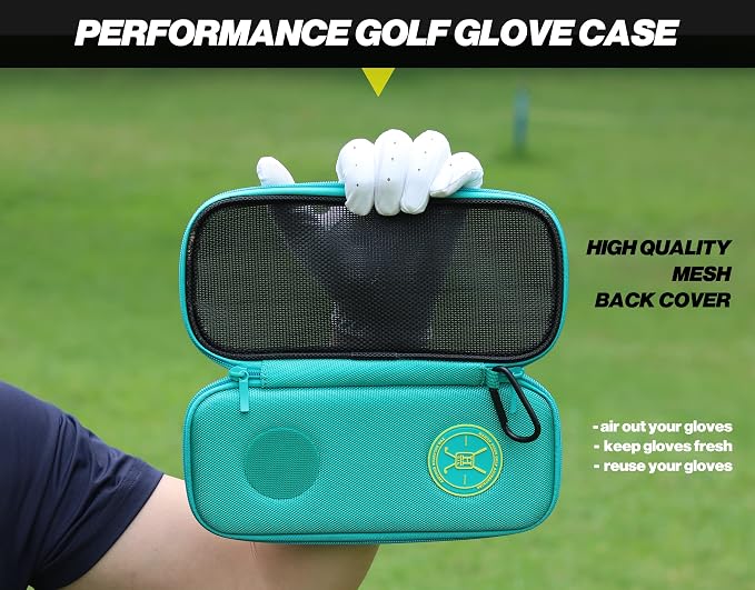 Handy Picks Performance Golf Glove Case - Golf Gloves Holder Case That Protects n Keeps Your Golf Gloves Neat n Dry - Air Flows Through on The Back Cover to Let The Moisture Out