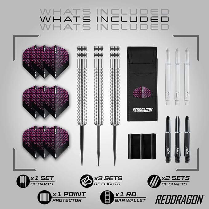 RED DRAGON Raider Series Steel Tip Darts Set - 90% Tungsten Professional Darts with Flights & Shafts - Precision Control & Stable Flight
