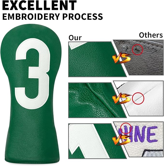 Premium Golf Head Covers - Golf Driver Head Covers, Protects Against Scratches and Damage, Specifically Designed for Fairway Woods.