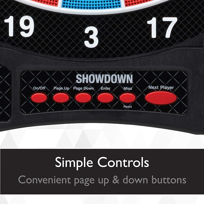 Viper Showdown Electronic Dartboard, 15.5 in Regulation Target, 32 Games, 590 Options, Battery Powered, 6 Darts Included, Black