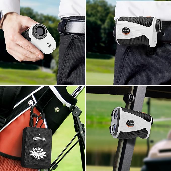 VISIOGEAR Golf Rangefinder with Slope, 1200 Yards Laser Range Finder for Golfer, 7X Magnification Range Finder Rechargeable Golf Accessories for Men, Flag Pole Locking Vibration