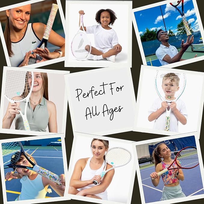 Tennis Tape & Dampener Set - 2 Tacky 45” Long x 0.98” Wide Racket Handle Overgrips & 1 Matching Ping Dampener