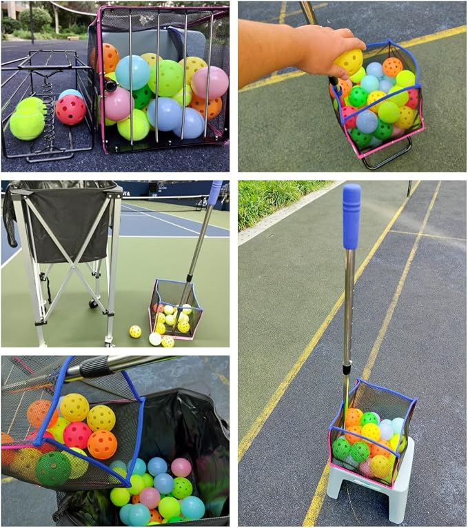 40- Pickleball Capacity Ball Pick-Up Collector - Large-Capacity Hopper for Tennis/Baseball, Hollow Container, No-Bend Training Storage Tool