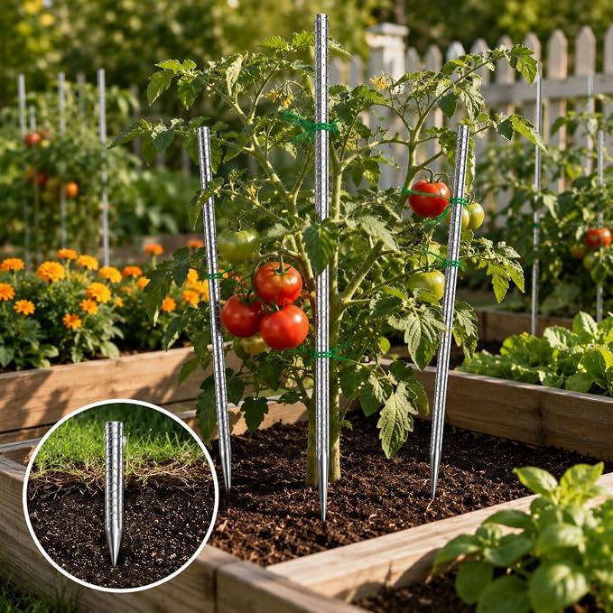 Gisafai 24 Pcs 16 Inch Giant Skeleton Accessories Heavy Duty Ground Anchors Steel Plant Support Garden Stake Halloween Inflatable Outdoor Decorations Ground Stake for Concrete Timber Garden Tent