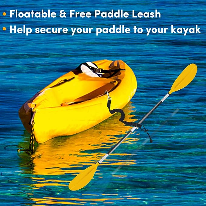 Kayak Paddle,88in 4 Pieces Boat Oars Kayak Paddles,Heavy Duty Aluminum Alloy Shaft Float Lightweight Detachable Adjustable Fishing Kayak Paddle for Adults with Paddle Leash(8 Color ，1Pack,2Pack)