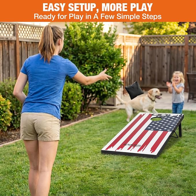 SPOYNAL Electronic Cornhole Board Set 4 x 2 FT, Wooden Corn Hole Game with Built-in Score Display, Portable Yard Games Set with 8 Bean Bags for Backyard, Tailgate, Lawn and Outdoor Gatherings