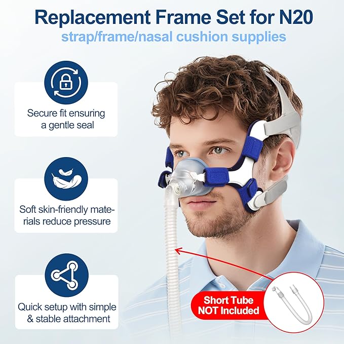 Upgraded Supplies for Airfit N20, Includes Head Strap, Frame, Nasal Cushion(M), Softer Nose Touching for Airtouch N20 Users, Secure Seal & Enhanced Comfort CPAP Supplies by MEDICOLOR, Medium