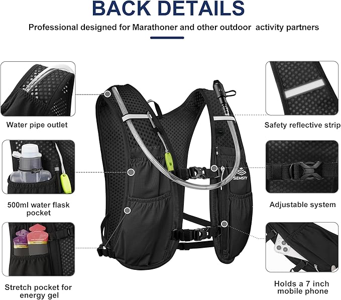 Running Hydration Vest 5L,Running Vest Pack with 1.5L Water Bladder,Lightweight Water Backpack for Hiking Running Cycling