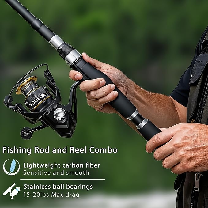 Fishing Backpack with Fishing Rod and Reel Combos Tackle Boxes,45L Waterproof Tackle Backpack with Rod Holder,Fishing Gifts for Men Women Freshwater Saltwater
