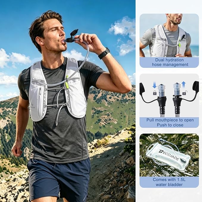 BECOJADDE 5L Running Vest for Women, Hydration Backpack Lightweight & Breathable for Trail Running, Marathon, Hiking, Cycling
