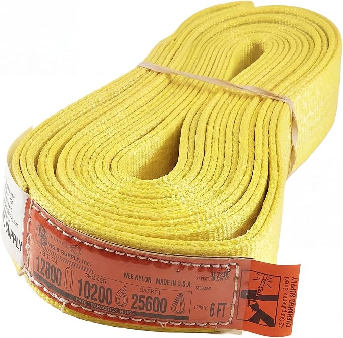DD Sling 2" x 6' Nylon Endless Lifting Sling – USA Made, 12,800 lb Vertical, 10,200 lb Choker, 25,600 lb Basket – 2 Ply Heavy Duty 900 Webbing, Type 5 Endless Rigging Sling
