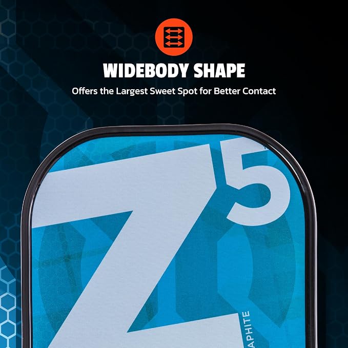 Onix Graphite MOD Z5 Carbon Fiber Pickleball Paddle with Wide-Body Shape. Honeycomb Core, Graphite Face & Cushion Comfort Pickleball Paddle Grip