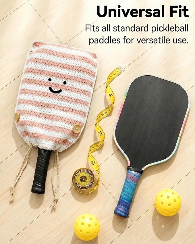 Crochet Pickleball Paddle Cover Gift - Handmade Case for Women&Men - Cute Accessories with Prensent Bag - Ready to Wrap for Players, Friends & Family, Thoughtful Holiday Crochet Set