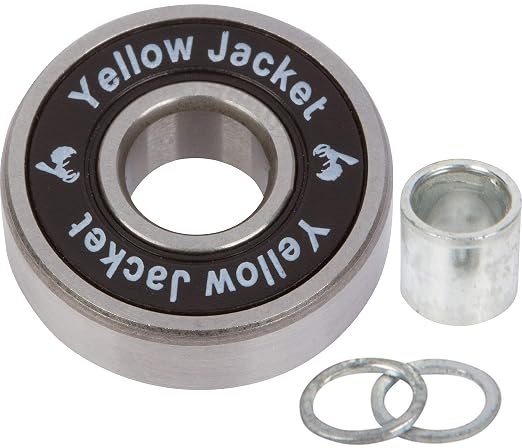 Yellow Jacket Premium Skateboard Bearings, Pro Longboard Bearings, 608, ABEC 9, Washers and Spacers, Black Mamba (Pack of 8)