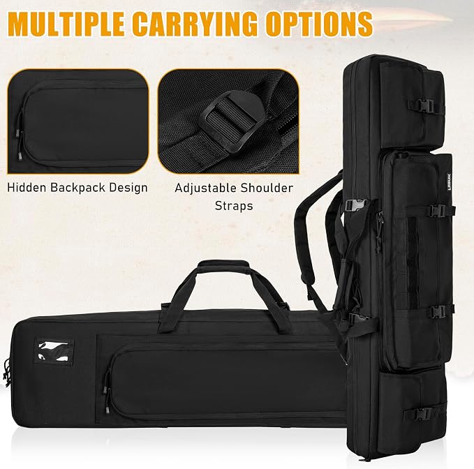 28" 32" 36" 42" 46" 48" 51" 55" Soft Double Rifle Bag, Portable Long Rifle Bag for Outdoor Hunting Shooting, Gun Case Storage & Transportation, with Multiple Colors