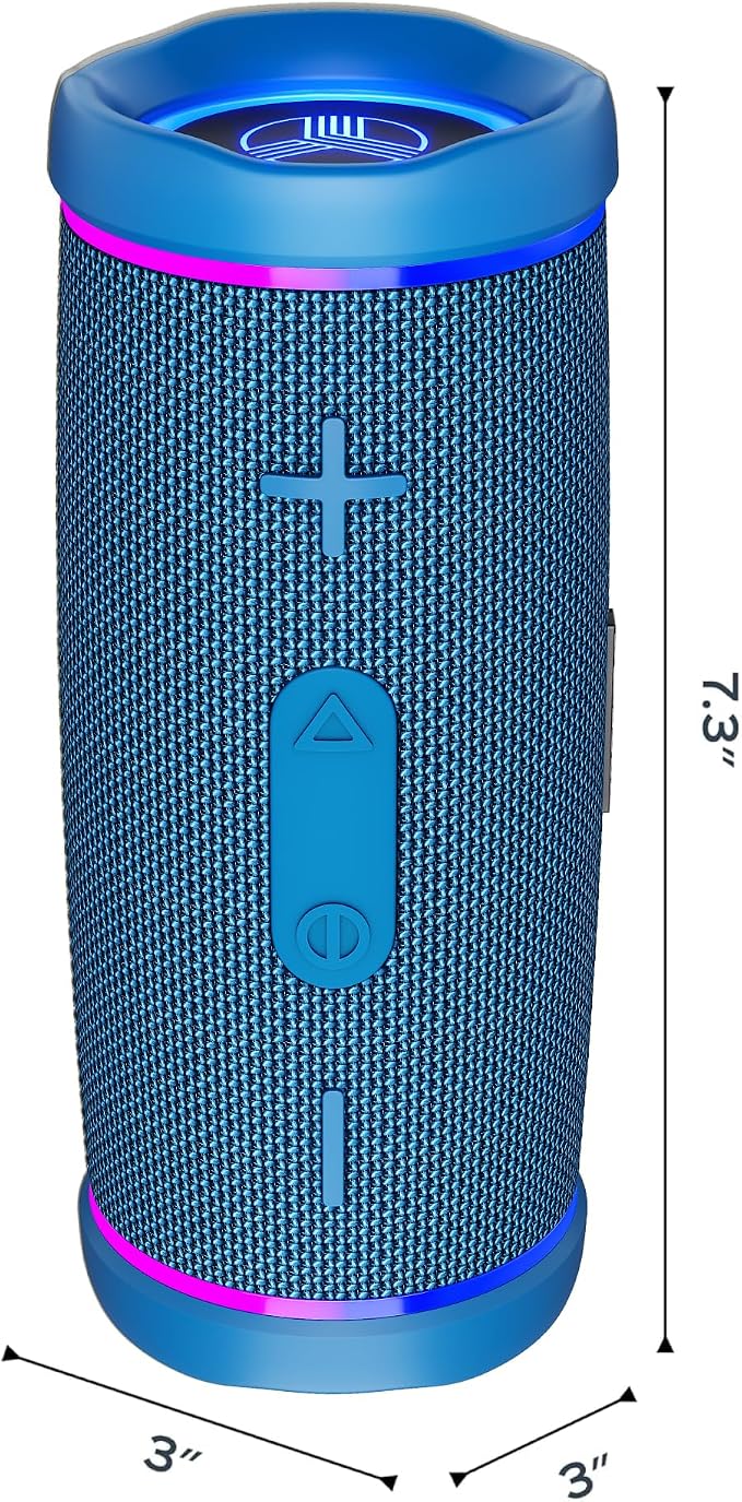 TREBLAB HD77 – Waterproof Bluetooth Speaker, 30W Loud 360° Sound, Deep Bass, IPX7, TWS Pairing, RGB Lights, 20H Battery, Portable Wireless Speaker for Outdoor, Beach, Camping, Party, Travel