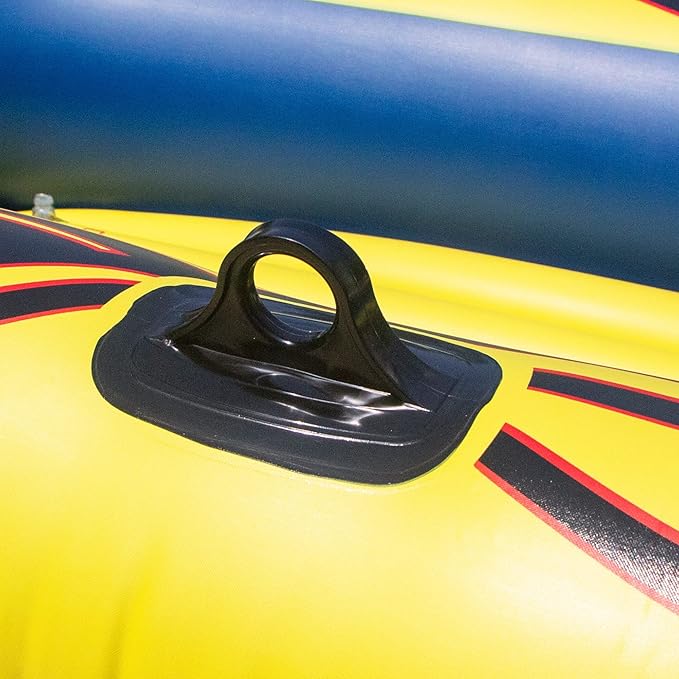 SOLSTICE Inflatable Boat Rafts 2 Person for Adults & Kids Comes W/ Pole Oar Holders Cushioned Comfortable Base Grab Line 6 Ft Size Sunskiff Kits Dinghy Air Floor Yellow