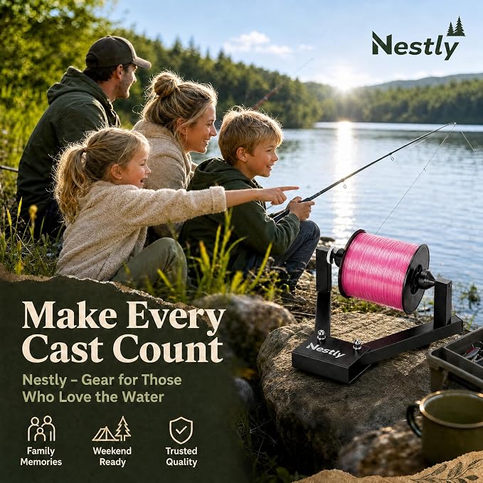 Fishing Line Spooler for Large Spools, Holds Filler and Bulk spools, Portable line Winder Fishing line Spooler with Heavy-Duty Steel Construction, Foldable and Adjustable Tension, Fishing Gears Gifts