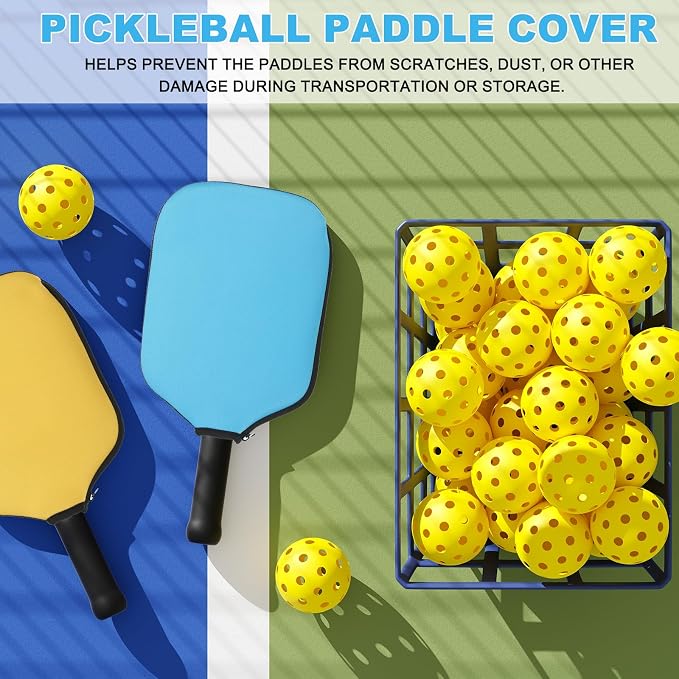 PATIKIL Pickleball Paddle Covers Neoprene Pickleball Racket Sleeve Paddle Storage Bag with Carrying Strap for Pickleball Paddles
