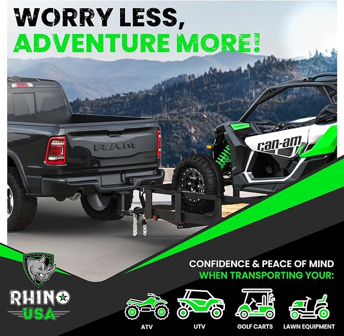 Rhino USA E Track Ratchet Tie Down Straps (4,500lb Break Strength) - Includes (4) Premium 2" x 16' eTrack Tie Downs - Ultimate Heavy Duty eTrack Cargo Strap System for Trailer, Truck, Motorcycle