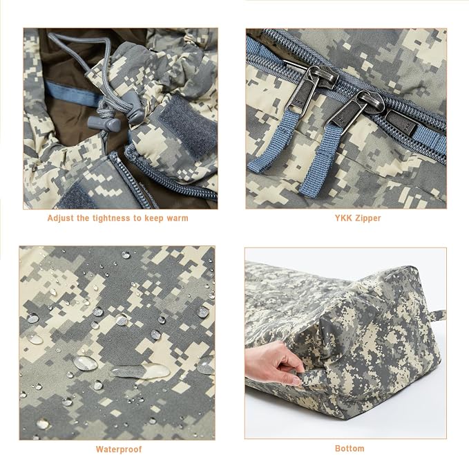 MT Military Army Force Defence 4 & Tropen Patrol Mummy Sleeping Bags with Bivy Cover Compression Sack, Modular Sleeping System 2.0 for Cold Weather,