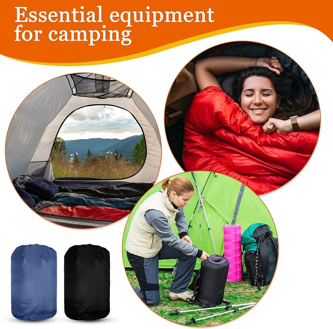 Macarrie 10 Pcs Bulk Sleeping Bags for Adults 0 Degree Waterproof Emergency Sleeping Bags with Compression Sack for Camping Hiking Backpacking Outdoor Activities