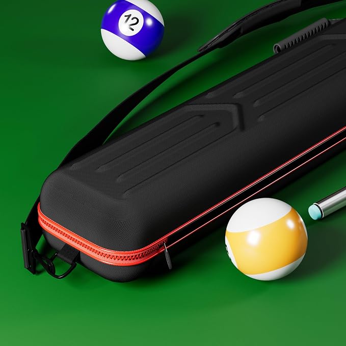 Casemaster Parallax Pro 2x2 Pool Cue Case, Holds 2 Butts and 2 Shafts, Foam-Padded Pool Stick Case, Water-Resistant 600D Oxford Fabric, Lightweight with Accessory Pocket