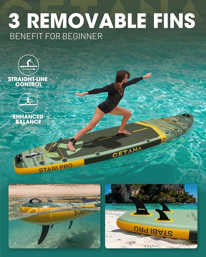 CETANA Extra Wide Inflatable Paddle Board 11'6 x 35" x 6", 450LB High Weight Capacity Wide Stable Stand Up Paddle Board for Beginners, 2–3 Person Large Paddleboard with 3 Fins, Dual Bungee, 15 D Rings