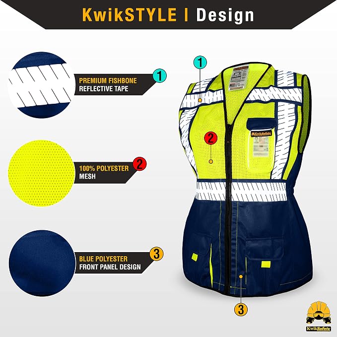 KwikSafety - Charlotte, NC - SHERIFF & SPECIALIST Class 2 & Class 3 Hi Vis ANSI OSHA Safety Vest for Women
