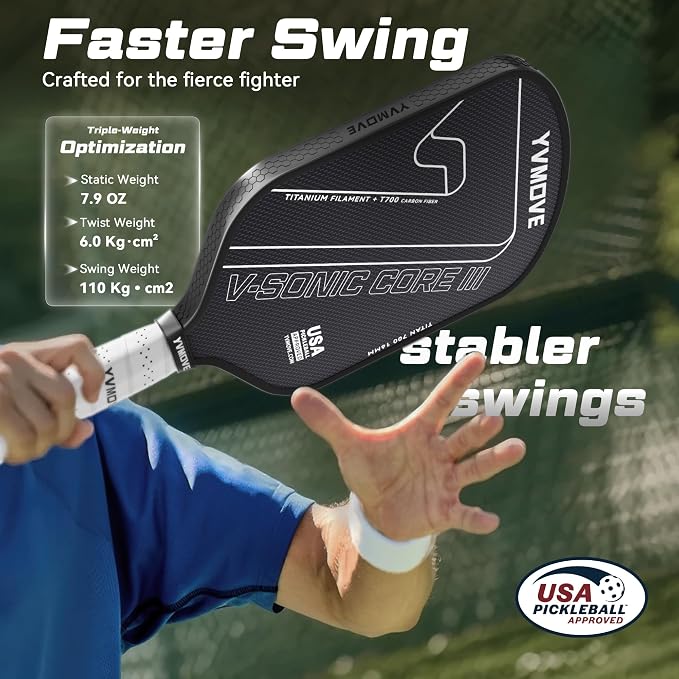 Pickleball Paddles | USAPA Approved | Raw Carbon Fiber Face | Max Control & Effortless Power | 16MM Core Anti-Shock | Intermediates to Pros