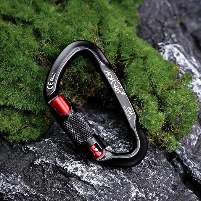 30KN Auto Locking Carabiner Clip Twist Lock UIAA Certified Large Climbing Carabiner Heavy Duty Carabiner for Rock Tree Climbing Rappelling Mountaineering Caving Rescue Arborist Aerial Yoga