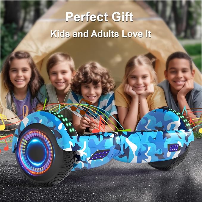Kids Scooter with Bluetooth Speaker & Corlorful LED Lights, Dual 250W Motor 7.5 Mph Speed, Gifts for All Ages